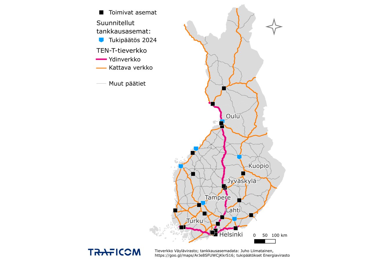 Nesteytetyn kaasun tankkausasemat vuonna 2024