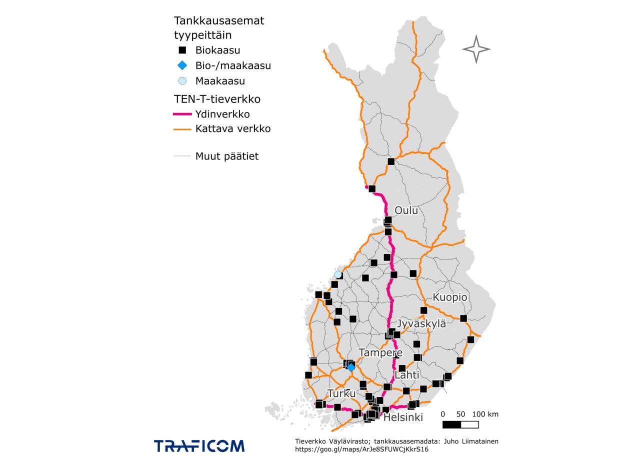 Paineistetun kaasun tankkausasemat vuonna 2024