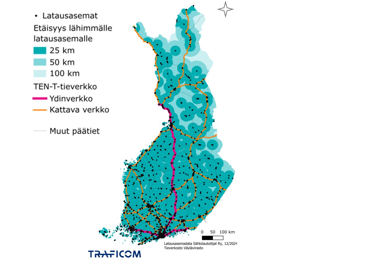 Kaikki yleisesti saatavilla olevat latausasemat vuonna 2024