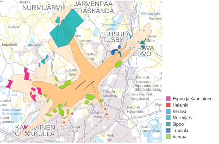Vuoden 2024 lopun kaavahankkeet lentomelualueilla