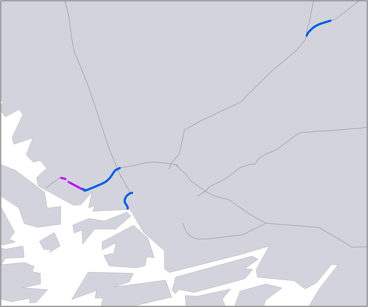 Maanteiden pääväylät ja sujuvuusongelmat vuonna 2024. Kuvassa Turun seutu.